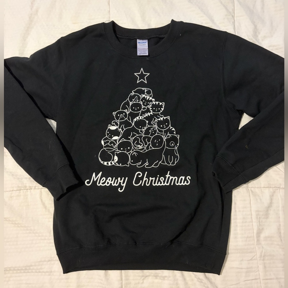 🎄 Black 'Meowy Christmas' Cat Sweatshirt
